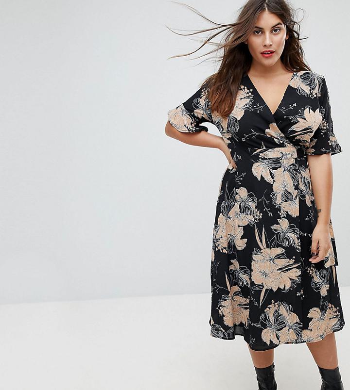 Uttam Boutique Plus Flower Print Wrap Dress - Multi