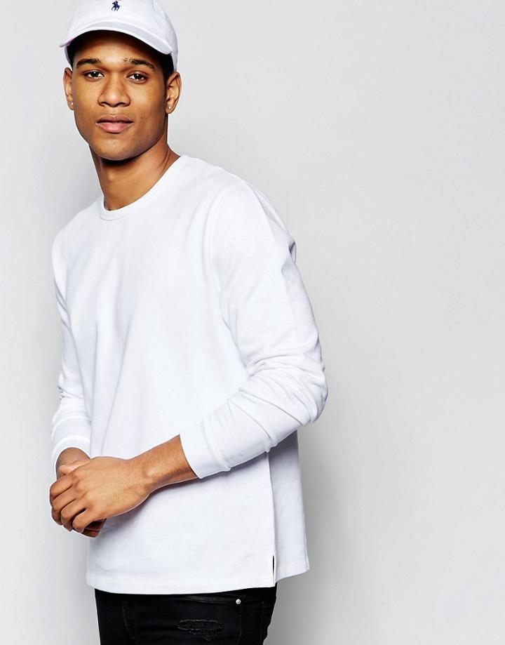 Asos Sweatshirt With Fixed Hem In White - White