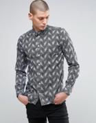 Minimum Herringbone Print Shirt - Navy