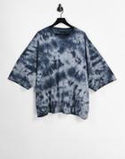 Asos Design Oversized T-shirt In Black & Gray Tie Dye-multi