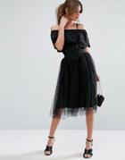 New Look Tulle Mesh Midi Skirt - Black