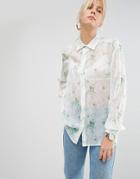 Sportmax Code Blouse In Sheer Floral - White