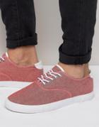 Asos Sneakers In Red Chambray - Red