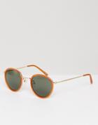 Asos Round Sunglasses In Gold With Frosted Orange Frame - Orange