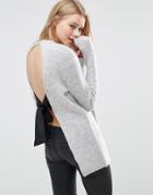Asos Sweater With Tie Back - Gray