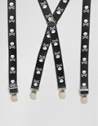 Asos Halloween Suspenders With Skull Print - Black