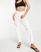 Asos Design High Rise Slouchy Mom Jeans In Ecru-neutral