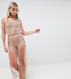 And Co Metallic Mesh High Split Pool Party Pants - Gold