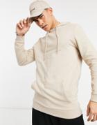 Asos Design Organic Longer Length Hoodie In Beige-neutral