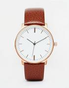 Asos Premium Leather Watch - Brown