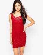 Jasmine Lace Dress With Sequin Detail - Red