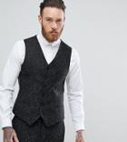Heart & Dagger Skinny Vest In Herringbone Fleck Tweed - Gray