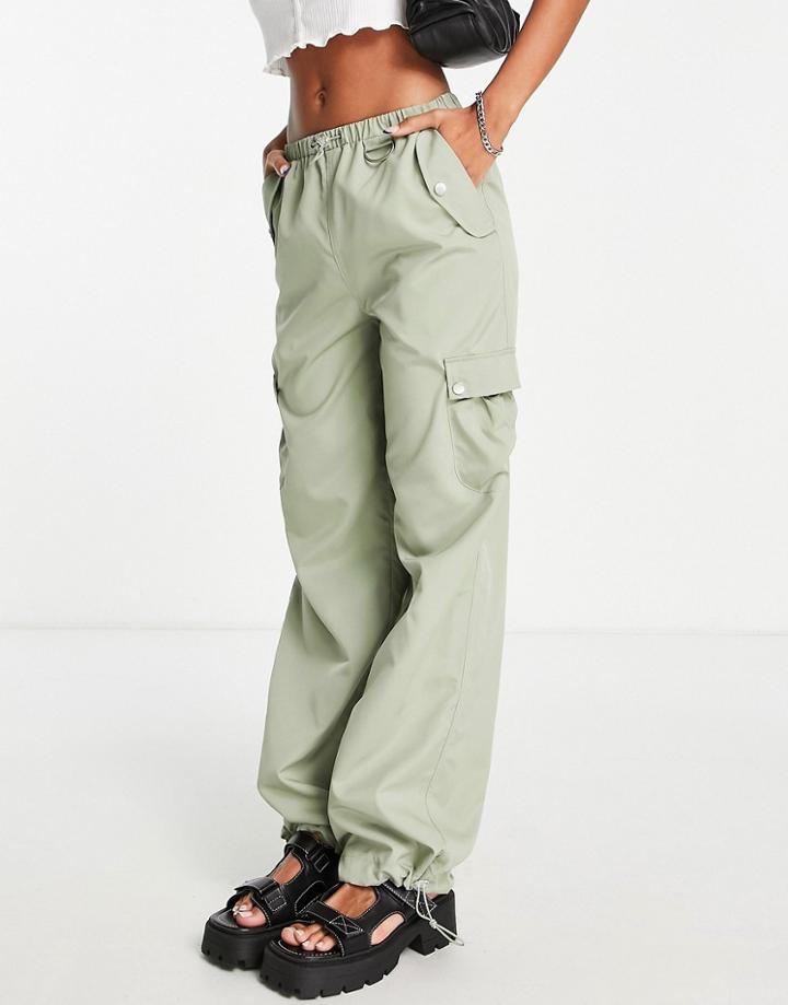 Emory Park Baggy Cargo Pants With Toggles In Khaki-green