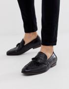 River Island Monogram Loafers In Black