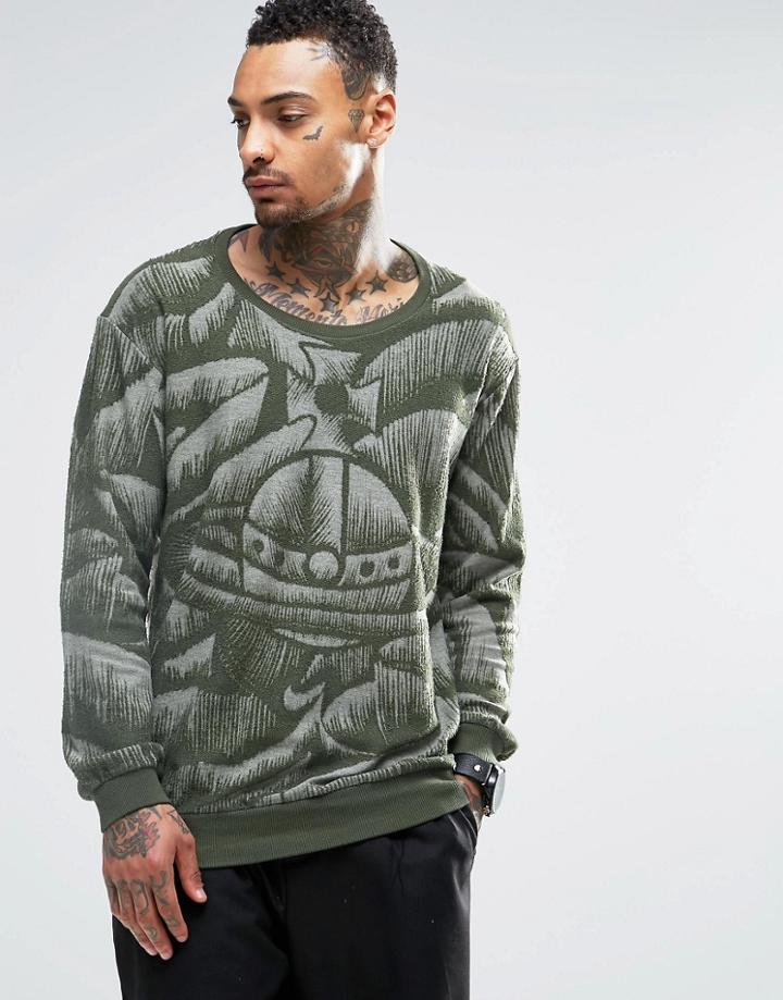 Vivienne Westwood Anglomania Sweatshirt With Large Orb Print - Green