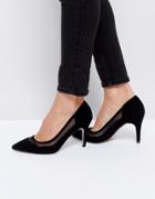 Dune Suede Scallop Edge Heeled Shoes - Black