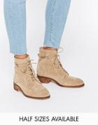 Asos Aliza Suede Lace Up Ankle Boots - Beige
