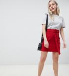 Asos Design Petite Tailored Mini Skirt With Obi Tie-orange