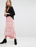 Rokoko Midi Skirt With Peplum Hem - Pink