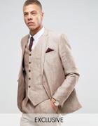 Heart & Dagger Skinny Suit Jacket In Linen - Beige