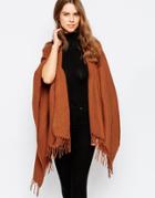 7x Cape Scarf With Tassel Edge - Tan