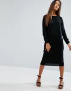 Asos Midi Dress With Crew Neck - Black