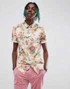 Asos Design Skinny Floral Printed Shirt - White