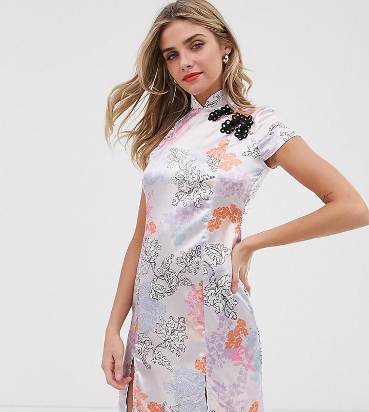 Another Reason Satin Mini Dress With Frog Clasps-multi