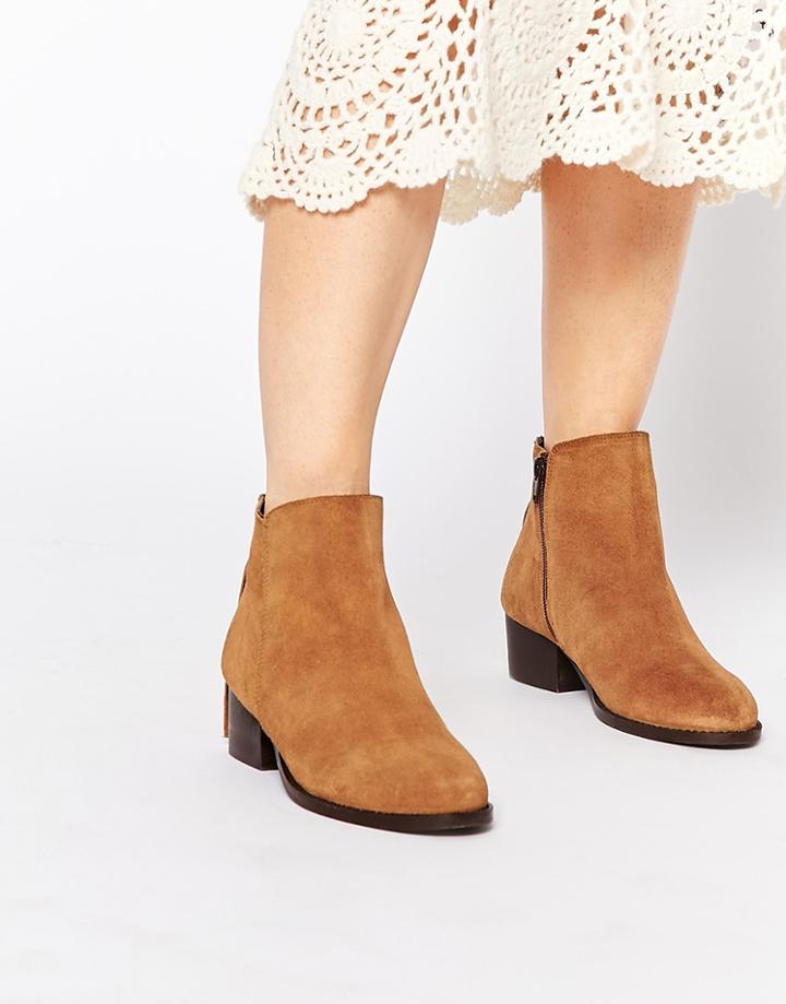 Carvela Trooper Back Zip Suede Ankle Boots - Tan Suede