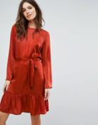 Y.a.s Tie Up Frill Hem Dress - Red
