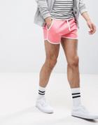 Asos Jersey Runner Short With Contrast Piping - Pink