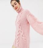 Oneon Hand Knitted Cable Sweater - Pink