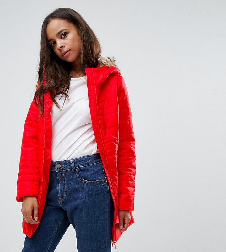 Vero Moda Petite Padded Parka With Faux Fur Hood - Multi