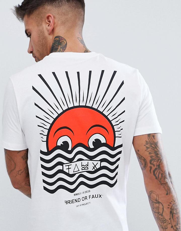Friend Or Faux Horizon Back Print T-shirt - White