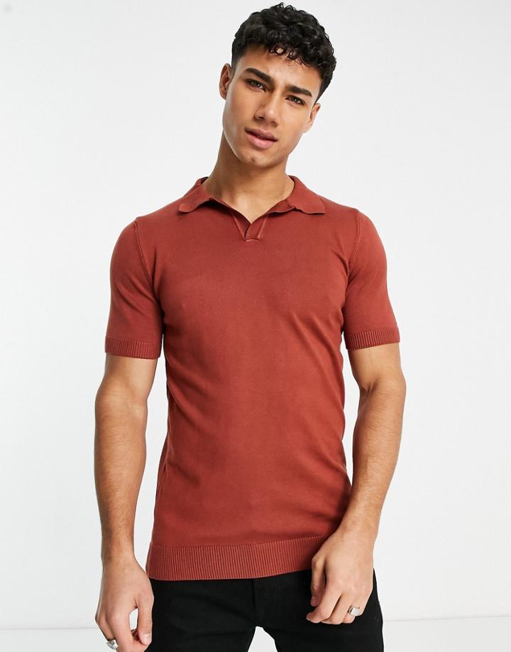 Bolongaro Trevor Notch Collar Short Sleeve Polo Shirt-brown