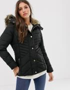 New Look Fitted Puffer Jacket In Black