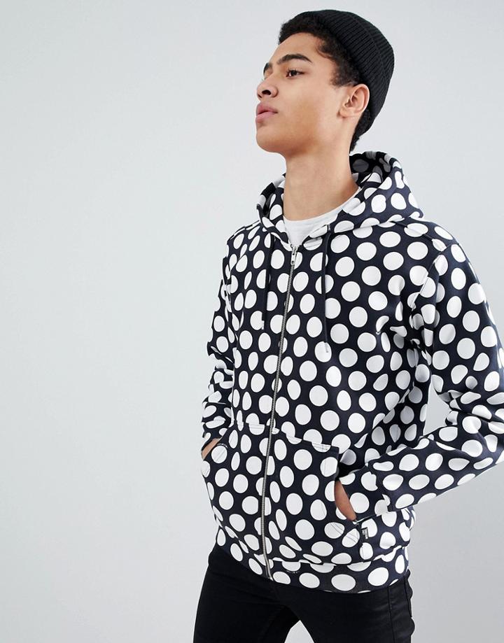 Love Moschino Dot Zip Thru Hoodie - Black