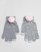 7x Pom Pom Gloves - Gray
