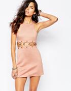 The Laden Showroom X Rok & Rebelle Mini Dress With Lace Up Detail - Nude