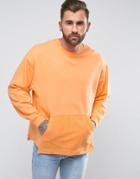 Asos Oversized Longline Sweatshirt With Side Panels - Orange