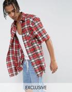 Reclaimed Vintage Inspired Oversized Shirt In Red Checked Flannel - Red