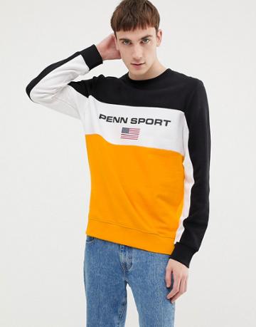 Penn Sport Sweatshirt In Yellow With Block Panels - Yellow