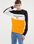 Penn Sport Sweatshirt In Yellow With Block Panels - Yellow