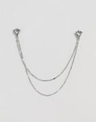 Designb Triangle Collar Tips & Chain In Antique Silver Exclusive To Asos - Silver