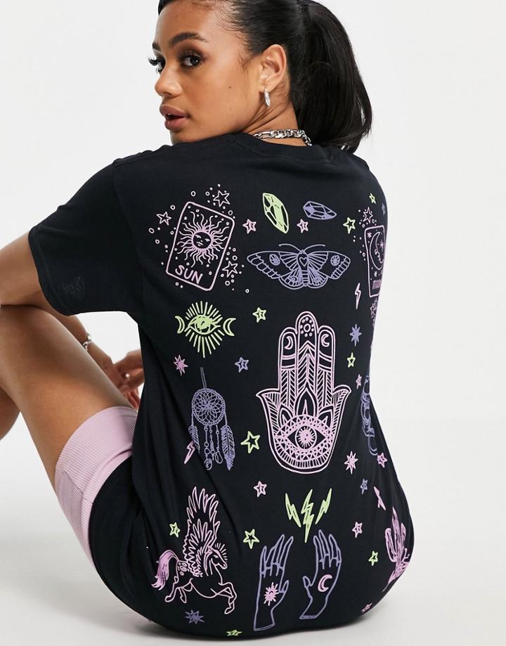 Hnr Ldn Oversized T-shirt With Graphic Tattoo Back Print T-shirt In Black