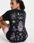Hnr Ldn Oversized T-shirt With Graphic Tattoo Back Print T-shirt In Black
