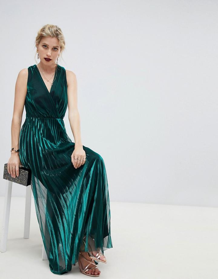 Coast Shimmer Wrap Maxi Dress - Green