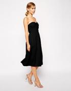 Asos Bandeau Midi With Twisted Bodice Dress - Black