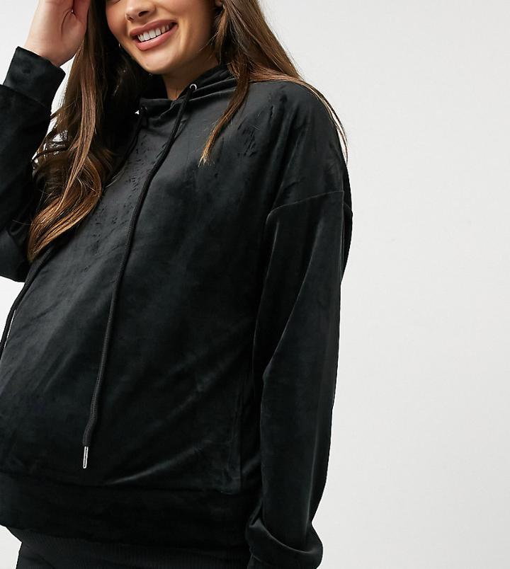 Lindex Mom Taylor Recycled Poly Velour Hoodie In Black