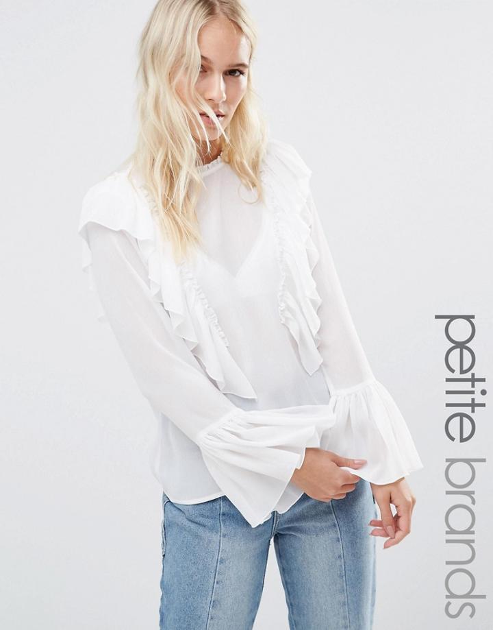Vero Moda Petite Ruffle Bell Sleeve Blouse - White